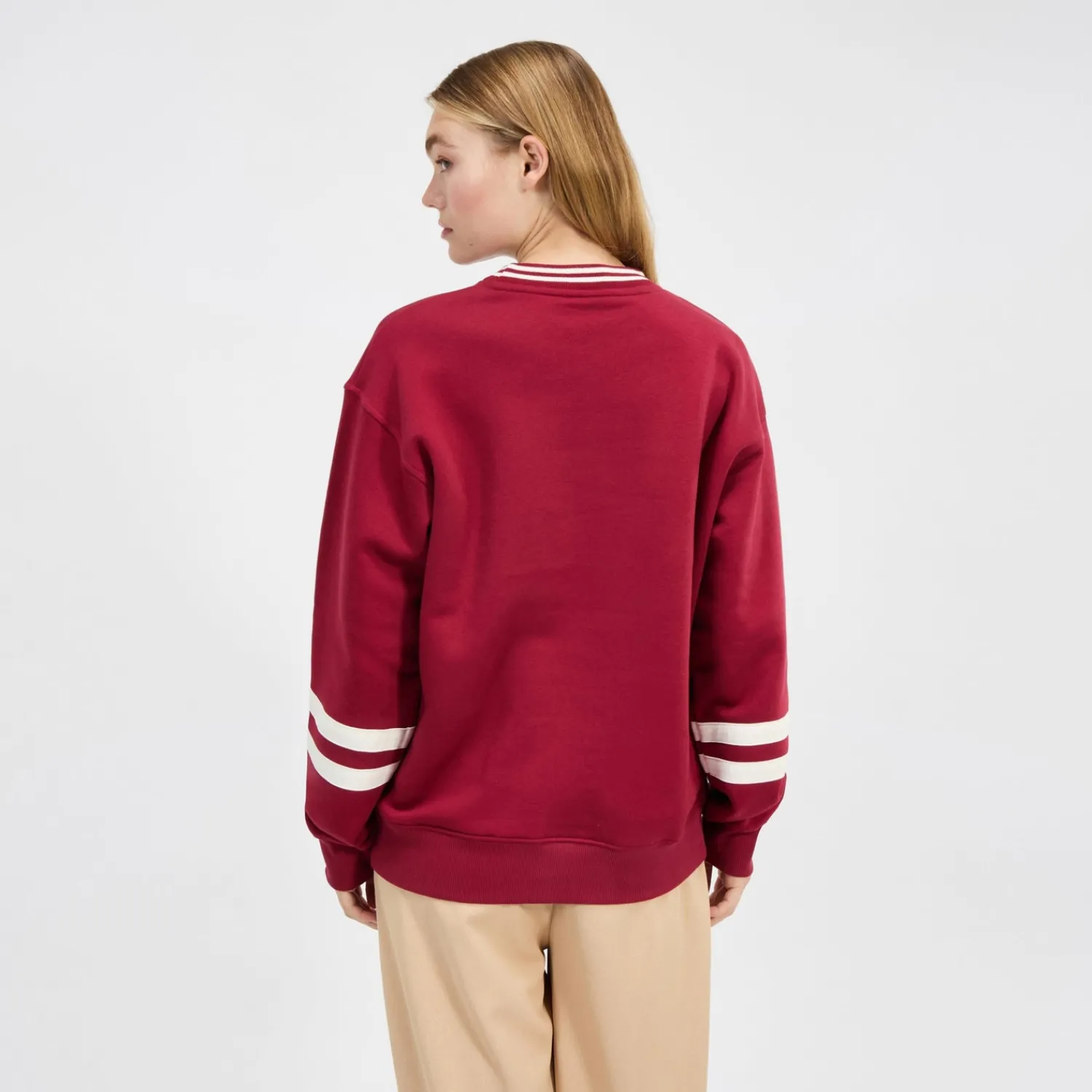 Ellesse Hoodies & Sweatshirts>Sweatshirt Marchi für Damen Burgunderrot/Cremeweiß